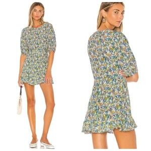 Faithfull The Brand Jeanette Mini Dress Women’s Size Medium Floral Crepe